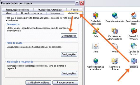 Sistema < Avançado > Configurações